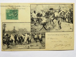 C.P.A. LAOS : Fête Des Fusées Chez  Les Younes, Danse Youne, Timbre En 1908, RARE - Laos