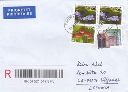 GOOD POLAND " REGISTERED "  Postal Cover To ESTONIA 2013 - Good Stamped: Flowers ; Cherry - Briefe U. Dokumente