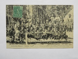 C.P.A. LAOS : Groupe De Mousseux à L'entrée D'un Village, Timbre En 1908, RARE - Laos