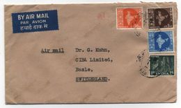 India/Switzerland AIRMAIL 4 COLOURS COVER - Poste Aérienne