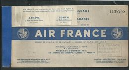 Billet AIR FRANCE  Paris- Genève 1950 Ou 1951 - Europe