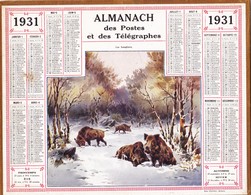 CALENDRIER ALMANACH D' EPOQUE Année 1925 Format 21 X 26 Complet Sanglier Boar Carte De La Haute Garonne 31 - Klein Formaat: 1901-20