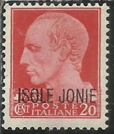 ISOLE JONIE 1941 SOPRASTAMPATO D'ITALIA ITALY OVERPRINTED CENT. 20c MNH - Ionian Islands