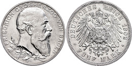 183 5 Mark, 1902, Friedrich I., Zum Regierungsjubiläum, Kl. Rf., Vz., Katalog: J. 31 Vz - Other & Unclassified