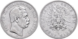 185 5 Mark, 1876, Ludwig III., Kl. Rf., S-ss., Katalog: J. 67 S-ss - Other & Unclassified