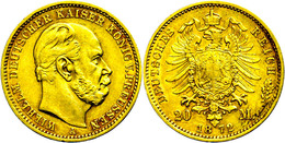 197 20 Mark, 1872, A, Wilhelm I., Kl. Rf., Ss., Katalog: J. 243 Ss - Other & Unclassified