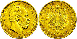 205 20 Mark, 1875, A, Wilhelm I., Kl. Rf., Ss+., Katalog: J. 246 - Sonstige & Ohne Zuordnung