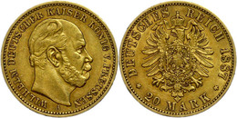 213 20 Mark, 1887, Wilhelm I., Minimale Randfehler, Ss., Katalog: J. 246 Ss - Sonstige & Ohne Zuordnung