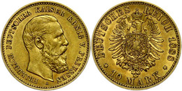 215 10 Mark, 1888, Friedrich III., Ss-vz., Katalog: J. 247 Ss-vz - Sonstige & Ohne Zuordnung