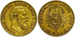 216 10 Mark, 1888, Friedrich III., Ss-vz., Katalog: J. 247 Ss-vz - Sonstige & Ohne Zuordnung