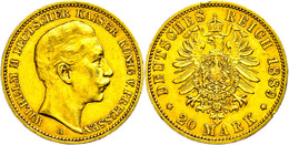 220 20 Mark, 1889, Wilhelm II., Randfehler, Ss., Katalog: J. 250 Ss - Sonstige & Ohne Zuordnung