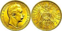 262 20 Mark, 1912, Wilhelm II., Kl. Kratzer Auf Dem Avers, Vz-st., Katalog: J. 252 Vz-st - Sonstige & Ohne Zuordnung