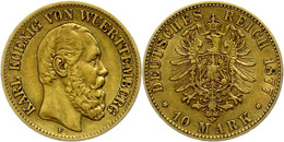 267 10 Mark, 1877, Karl, Ss., Katalog: J. 292 Ss - Sonstige & Ohne Zuordnung