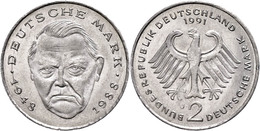 293 2 Mark (3,71g), 1991, Ludwig Erhard, Fehlprägung Auf Zu Dünner Ronde, Randschrift Nur Hälfte Lesbar, Vz., Katalog: J - Sonstige & Ohne Zuordnung