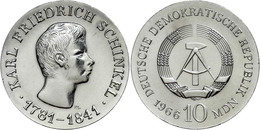 298 10 Mark, 1966, Karl Friedrich Schinkel, In Kapsel, St., Katalog: J. 1517 St - Sonstige & Ohne Zuordnung