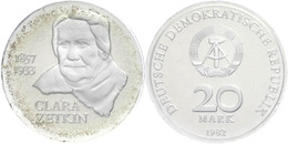 335 20 Mark, 1982, Clara Zetkin, Im Hartplastikkästchen, Verplombt, Am Rand Leicht Angelaufen, PP., Katalog: J. 1587 PP - Sonstige & Ohne Zuordnung