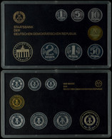 394 1987, KMS Von 1 Pfennig Bis 5 Mark, 8 Münzen, 5 Mark Brandenburger Tor, In Hartplastik, PP.  PP - Münz- Und Jahressets