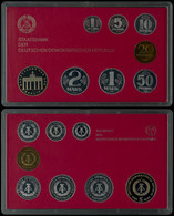 397 1988, KMS Von 1 Pfennig Bis 5 Mark, 8 Münzen, 5 Mark Brandenburger Tor, In Hartplastik, PP.  PP - Münz- Und Jahressets