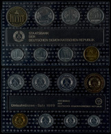 402 1989, KMS Von 1 Pfennig Bis 5 Mark, 8 Münzen, 5 Mark Brandenburger Tor, In Noppenfolie Eingeschweißt, St.  St - Münz- Und Jahressets