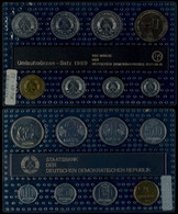 403 1989, Minisatz Von 1 Pfennig Bis 2 Mark, 7 Münzen, Dazu Medaille Ku/Ni Prägen, In Noppenfolie Eingeschweißt, St.  St - Münz- Und Jahressets