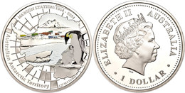 416 1 Dollar, 2004, Australisches Antarktisterritorium - Kaiserpinguine (Tampondruck), KM 737, Schön 815, Im Etui Mit OV - Sonstige & Ohne Zuordnung