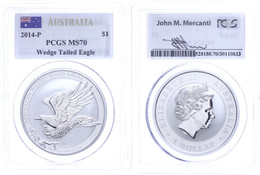 436 Dollar, 2014, Wedge Tailed Eagle, In Slab Der PCGS Mit Der Bewertung MS70, First Strike, Flag Label. - Sonstige & Ohne Zuordnung