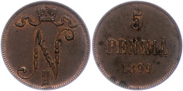 477 5 Penniä, 1899, Nikolaus II., Bitkin 444, Vz.  Vz - Finnland