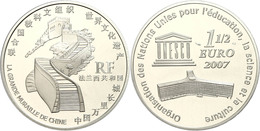 493 1,5 Euro, 2007, 60 Jahre UNESCO - Chinesische Mauer, Schön 919, Im Etui Mit OVP Und Zertifikat, Angelaufen, PP. Aufl - Other & Unclassified