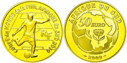 504 50 Euro, Gold, 2009, Fußball WM In Südafrika - Spieler Am Ball, 8,45 G, KM 1638, Mit Zertifikat Im Originaletui, PP. - Other & Unclassified