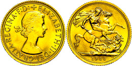 525 Sovereign, 1966, Gold, Elisabeth II., Fb. 417, Vz.  Vz - Sonstige & Ohne Zuordnung