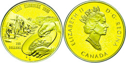 546 100 Dollars, Gold, 1996, Goldgräberlager, In Originaletui Und Mit Zertifikat, PP.  PP - Canada