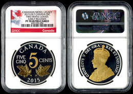 563 5 Cents, 2015, Canadian Nickel Legacy, In Slab Der NGC Mit Der Bewertung PF70 Ultra Cameo, Early Releases, Flag Labe - Canada