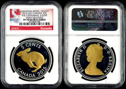 564 5 Cents, 2015, Canadian Nickel Legacy, In Slab Der NGC Mit Der Bewertung PF70 Ultra Cameo, Early Releases, Flag Labe - Canada