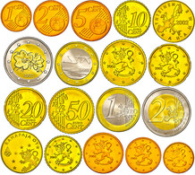 629 2002, Finnland Euro - KMS 1 Cent Bis 2 Euro, Goldmedaille Mit 7,78g Fein, In Holzschatulle Mit OVP Und Zertifikat, P - Sonstige & Ohne Zuordnung