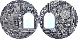 634 2 Dollars, 2012, Crystal Art - Secrets Of Lichtenstein, 2 Unze Silber, Oxidiert, Etui Mit OVP Und Zertifikat, St. Au - Niue