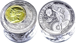 646 50 Dollars, 2013, Fortuna Redux Mercury 3D, Zylinder Form, 6 Unzen Silber, Teilvergoldet, Schatulle Mit OVP Und Zert - Niue