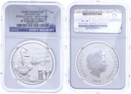 652 2 Dollars, 2014, 80 Jahre Donald Duck, In Slab Der NGC Mit Der Bewertung PF 70 Ultra Cameo, Early Releases. - Niue