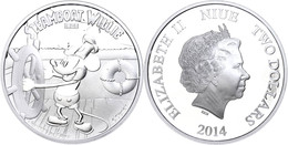 659 2 Dollars, 2014, Disney Steamboat Willie - Mickey Mouse, 1 Unze Silber, Etui Mit OVP Und Zertifikat, PP. Auflage Nur - Niue