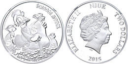 677 2 Dollars, 2015, Dagobert Duck, In Slab Der NGC Mit Der Bewertung PF 70 Ultra Cameo. - Niue
