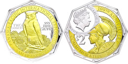681 2 Dollars, 2015, Panama Pacific Int. Exposition, 2 Unzen Silber, Teilvergoldet, In Slab Der NGC Mit Der Bewertung PF - Niue