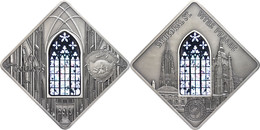 737 10 Dollars, 2013, Holy Windows - St. Vitus Prague, 50g Silber, Antik Finish, Etui Mit OVP Und Zertifikat, St. Auflag - Palau