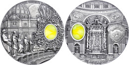 740 10 Dollars, 2013, Mineral Art - St. Peter's Basilica, 2 Unzen Silber, Antik Finish, Stein, In Kapsel Mit Zertifikat, - Palau