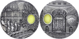 741 10 Dollars, 2013, Mineral Art - St. Peter's Basilica, 2 Unzen Silber, Antik Finish, Stein, In Kapsel Mit Zertifikat, - Palau
