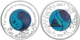 744 2 Dollars, 2013, 30 Jahre Panda, 999er Silber, Niob, Etui Mit Zertifikat, PP. Auflage Nur 1.000 Stück.  PP - Palau