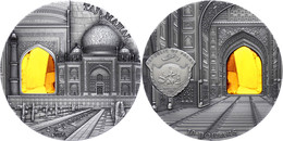 751 10 Dollars, 2014, Mineral Art - Taj Mahal, 2 Unzen Silber, Antik Finish, Stein, In Kapsel Mit Zertifikat, St. Auflag - Palau