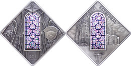 753 10 Dollars, 2015, Holy Windows - Canterbury Kathedrale, 50g Silber, Antik Finish, Etui Mit OVP Und Zertifikat, St. A - Palau