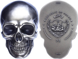 758 5 Dollars, 2016, Skull No. 1 - Totenkopf, Ultra High Relief, 1 Unze Silber, Etui Mit OVP Und Zertifikat, St. Auflage - Palau