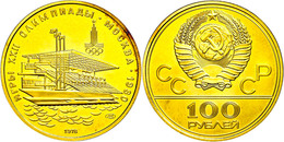 770 100 Rubel, Gold, 1978, Olympiade In Moskau 1980 - Ruderstadion, Fb. 188, In Kapsel Und Originaletui, St.  St - Russland