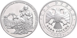 785 3 Rubel, Silber, 2000, 140 Jahre Russische Staatsbank, Parch. 1083, In Kapsel, PP. Auflage 3000 Exemplare!  PP - Russland