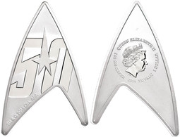 817 1 Dollar, 2016, 50 Jahre Star Trek - Delta Emblem, 1 Unze Silber, In Plexiglas, Etui Mit Zertifikat, PP. Auflage Nur - Tuvalu